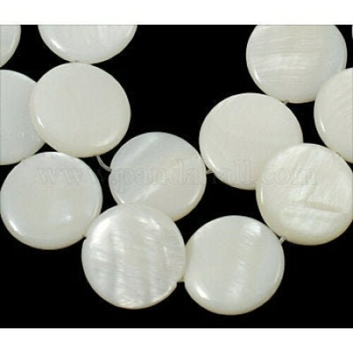 Perle rond nacre blanche naturelle 20mm, fourniture créative, perle ronde, coquillage blanc, création bijoux, fil de 18 perles g5582