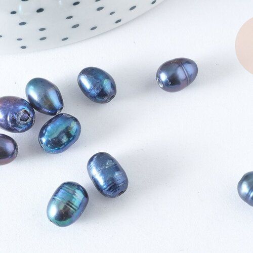 Perle naturelleeau douce noire semi-percée 7~10mm, création bijoux perle noire eau douce,l'unité g7587
