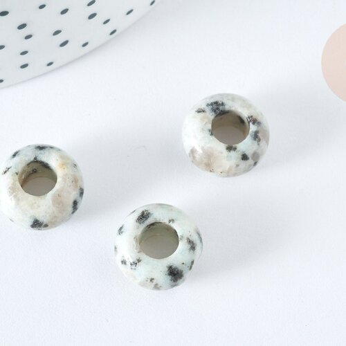 Pendentif donut perle rondelle jaspe sésame création bijoux 14mm, création bijoux pierre, lot de 2 g7560