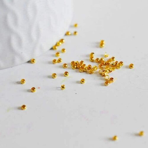 Perles à écraser dorées, fournitures créatives, perles dorées, création bijoux, laiton doré,5 grammes, 1.5mm- g1608