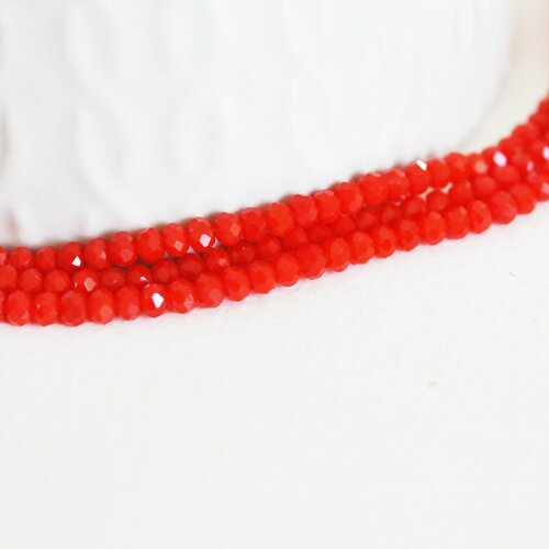 Perles abacus rouge-orange, cristal orange, fourniture ,perle cristal, 3 mm, fil de 38 cm g4677