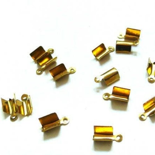 Embouts corde métal doré à pincer,fournitures dorées,création bijoux,finition ruban,finition chaine,lot de 10, 1.1cm-g1806