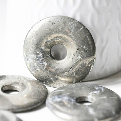 Pendentif donut pyrite grise, fournitures créatives, pendentif cercle, pyrite naturelle,pierre naturelle,création bijoux,40x6mm g4491