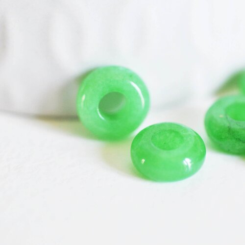 Pendentif donut jade vert teinté,pendentif jade, pendentif pierre,jade naturel, jade vert,jade vert naturel,10.5mm, lot de 2,g3035