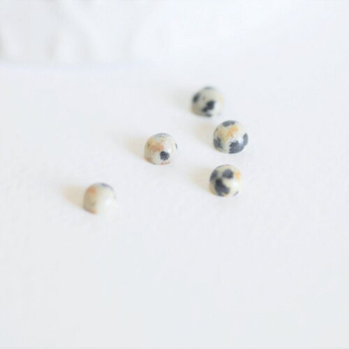 Cabochon rond jaspe dalmatien,bijou pierre,cabochon pierre, cabochon jaspe naturel, jaspe taches,cabochon 4mm, pierre naturelle,g2973