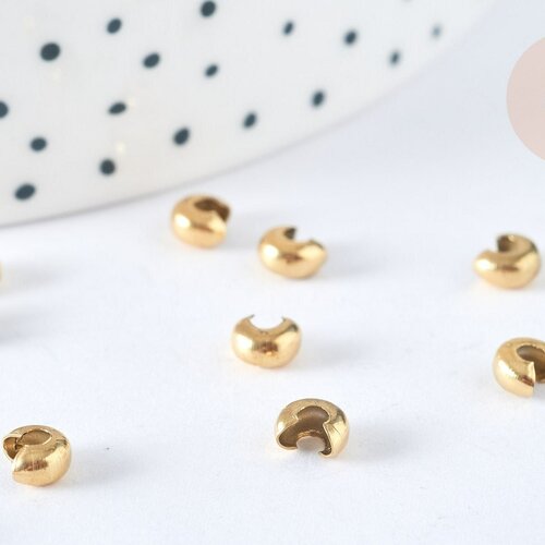 Caches perles à écraser en acier inoxydable 304 doré, création de bijoux acier, lot de 5 g7324
