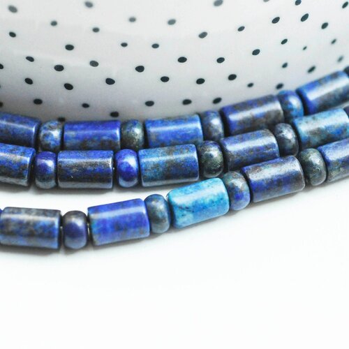 Perle lapis lazulis tube,perle tube heishi, création bijou pierre naturelle,perles lapis,perles pierre, fil de 40,6 cm,6-9mm g4479