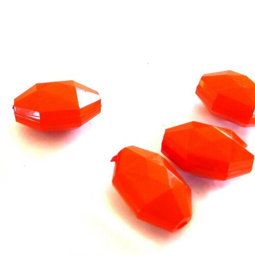 Perles facettées plastique orange, fournitures créatives, perles bijoux, fabrication bijoux, perles vintage, 1.8cm,lot de 10,g7145