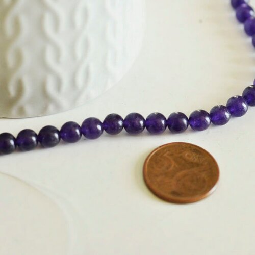 Perles jade violet foncé,perles rondes, jade violet,jade naturel, création bijoux, lot de 10,pierre naturelle,6mm-g894