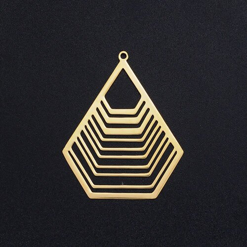 Geometric gold steel pendant40mm, gold stainless steel, nickel-free pendant, the g5738 unit