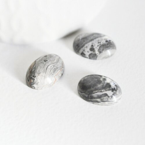 Cabochon ovale jaspe zebra,bijou pierre, cabochon ovale,jaspe naturel, jaspe gris,cabochon 13x18mm, cabochon pierre naturelle g5050