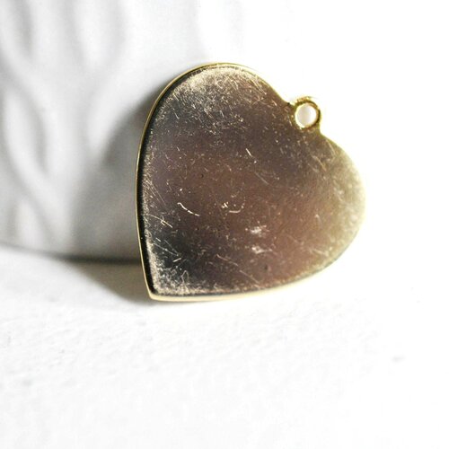 Pendentif coeur laiton doré 18k à poinçonner, pendentif d'amour création bijoux, l'unité,23mm g3790
