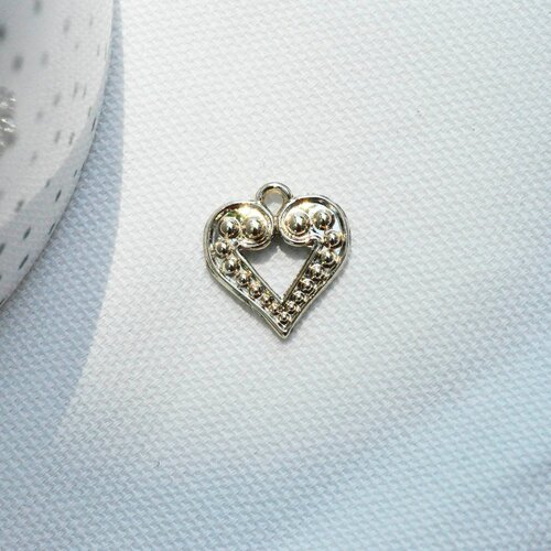 Perle coeur zamac doré,fournitures créatives, sans nickel,creation bijoux,perle géométrique,17mm,lot de 2 g3686
