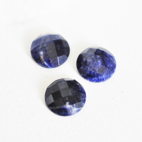 Cabochon sodalite bleue facetté, cabochon pierre,cabochon rond, sodalite naturelle,14.5mm, pierre naturelle,bijou pierre-g2305