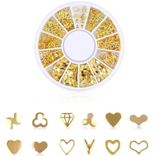 Charm à coller zamac doré,thème coeur amour, fournitures à coller pour décorer pierres et bijoux,4-5mm, boite de 200,g4310