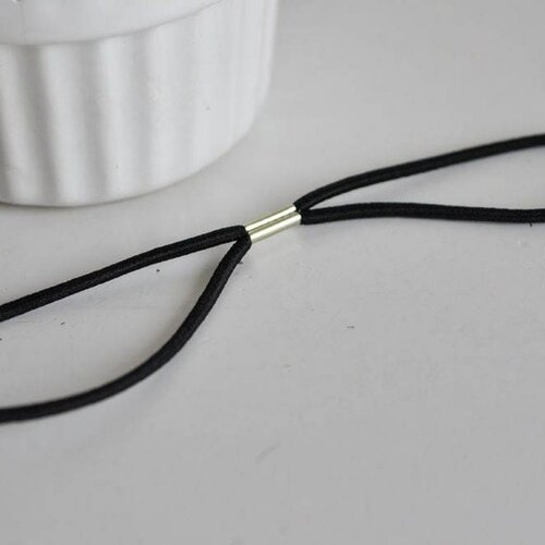Attache cordon en élastique nylon noir, fourniture cheveux,headband élastique,bandeau pour cheveux, fabrication headband, 18cm, lot de 2-g23