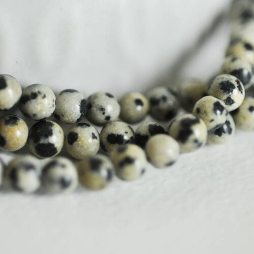 Perles jaspe dalmatien 4mm,perles rondes ,pierre naturelle, jaspe tacheté,perles jade,perles pierre, le fil de 80,g326