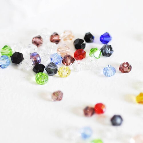 Perles cristal facette multicolore, cristal autrichien, perles bicone, perles cristal toupies, perle multicolore,lot de 20,4mm,g2801