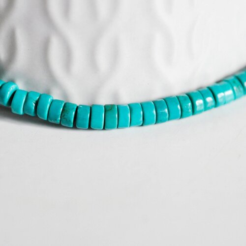 Perle rondelle turquoise sinkiang,perles pierre,fabrication bijoux, turquoise naturelle, fil de 39,5 cm-g138