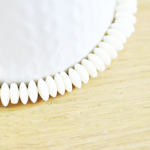 Perles rondelles bambou de mer blanc, perles imitation corail, fabrication bijoux, corail naturel, fil de 120perles, 7-7.5mm g4781