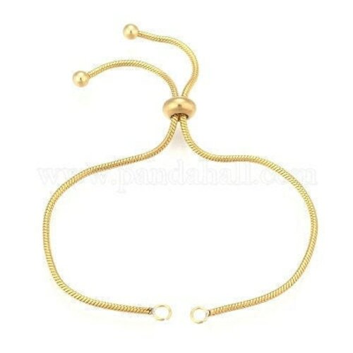 Bracelet réglable acier doré 14k maille serpent 23cm,création bijoux sans nickel,bracelet acier doré inoxydable , l'unité g5688