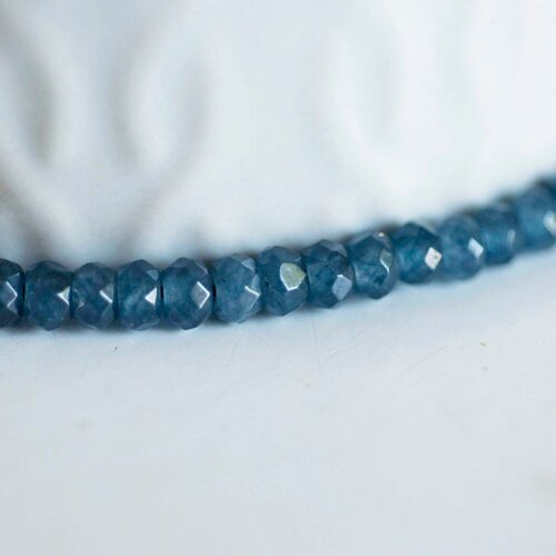 Perle abacus jade bleu,pierre jade naturel,perle facette,jade,4x2mm,fil de 35 cm g06