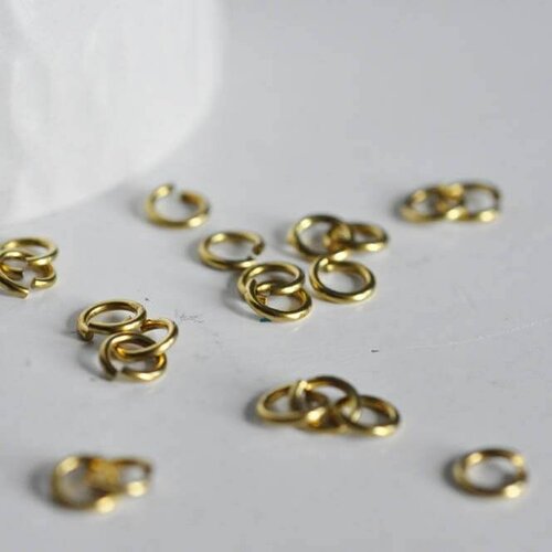Anneaux ronds laiton,anneaux ouverts, fournitures laiton,création bijoux,anneaux laiton,sans nickel les 100, 6mm- g617