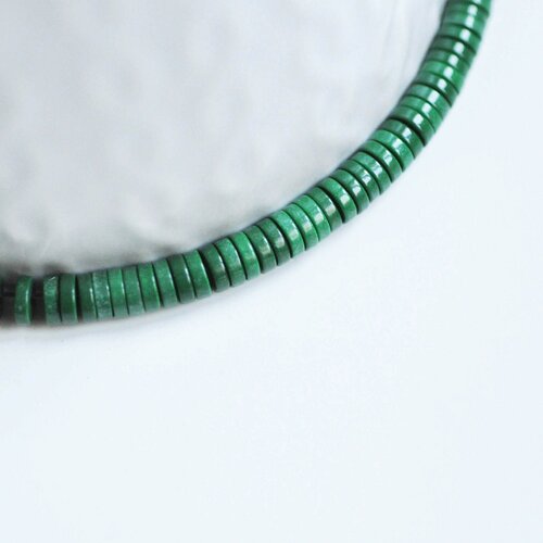 Perle agate heishi rondelle verte, perle agate naturelle,pour création de bijoux en pierre naturelle,4.5mm,fil de 250 perles g3806