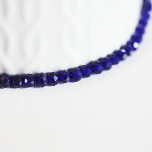 Perle toupie bleu,perles bijoux, perle cristal bleu verre facette, 4mm,fil de 46 cm g2744