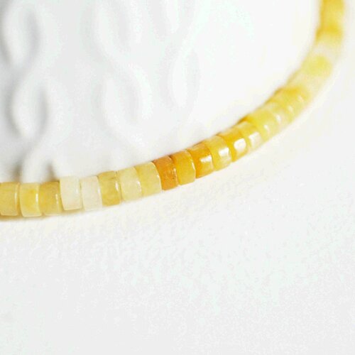 Perle rondelle heishi jade jaune topaze création bijoux,jade naturel,perle pierre, 4.5mm,création bijoux,fil de 160 perles,g3048