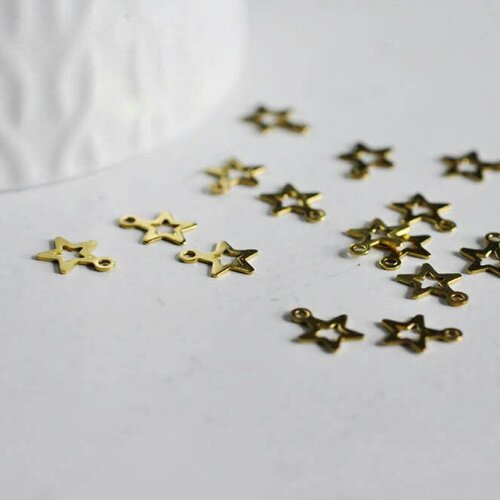 Breloque étoile laiton brut , fournitures créatives, pendentif sans nickel,creation bijoux, pendentif geometrique,9mm,lot de 50-g1662