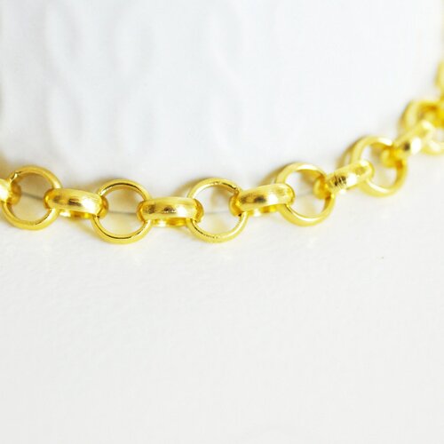 Chaine doré maille rollo aluminium doré,chaine collier,création bijoux,chaine dorée rollo,8mm,vendue au mètre g4060