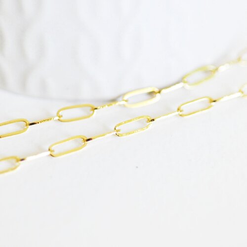 Chaine fine dorée rectangle 16k,chaine plaquée or 2.5 microns, chaine collier,création bijou, chaine complète,chaine dorée,1.8 mm,43cm-g1845