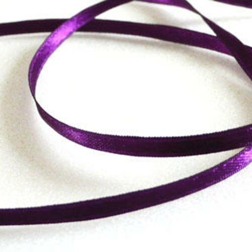 Ruban satin violet,fabrication bijoux, ruban mariage,scrapbooking,ruban mariage, création,largeur 3mm, longueur 1 mètre-g460