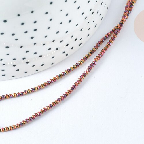 Perle ronde verre facettée multicolore irisée 2mm,fourniture création de bijoux diy, le fil de 37cm g7456