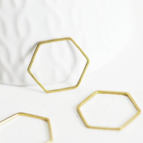 Raw brass hexagon connector, connectors, raw brass, geometric pendant jewelry creation, set of 10, 20mm,g2759