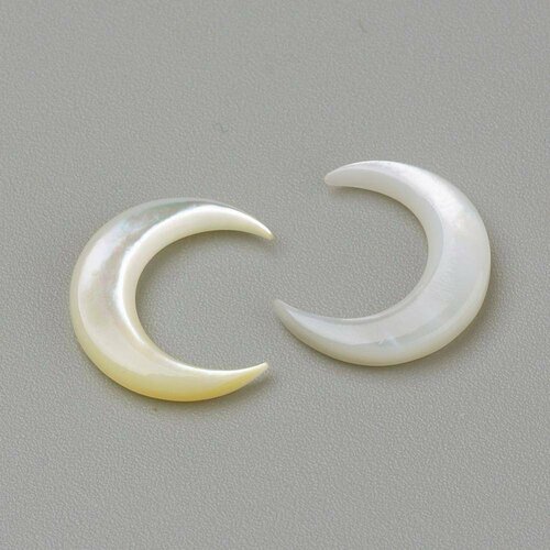 Lune nacre blanche naturelle,pendentif lune,coquillage blanc,corne non percée,création bijoux,pendentif nacre,12x11.5mm, les 2-g391