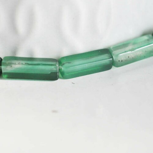 Perle agate rectangle verte, fourniture créative, perle agate, pierre naturelle, perle pierre,13mm,fil de 40cm - g204
