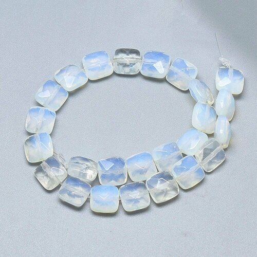 Perle carrée en opalite 12mm, bijou en pierre naturelle, opale synthétique, perle en pierre, le fil de 20cm g5881