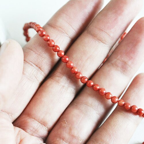 Perle ronde bambou de mer rouge,perle imitation corail pour fabrication bijoux en bambou de mer naturel,le fil de 115 perles,3mm g3887