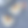 Pendentif large pompon fil raphia naturel blanc or,pendentif naturel en raphia et fil d'or,47mm, lot de 2, g4136
