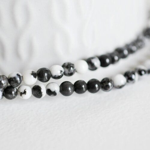 Perles jaspe zebré, fourniture créative, perles rondes, jaspe gris,pierre naturelle,perles jade,perles pierre,le fil de 85 perles,4mm,g3621