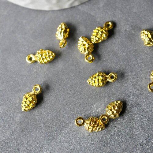 Pendentif pomme de pin zamac doré,breloque dorée pour création bijoux sans nickel, sans plomb, sans cadmium,13mm, les 10 g3916