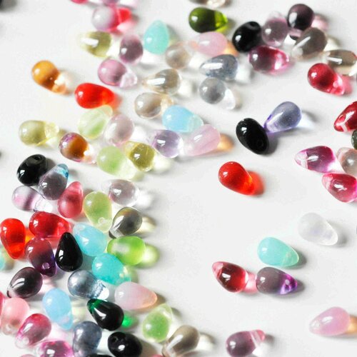 Perles cristal goutte multicolore, cristal tchèque, perles goutte, perle création bijoux,6.5x4.5mm,lot de 50, g4187