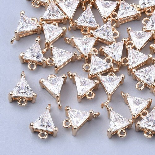Pendentif connecteur triangle en cristal doré 11x8mm, pendentif en cristal, pendentif en or, cristal coloré, création de bijoux, l'unité g58