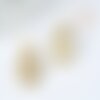 Pendentif rond signe astrologiue poissons laiton doré zircons blancs 19mm, breloque mystique créations bijoux, l'unité g7419