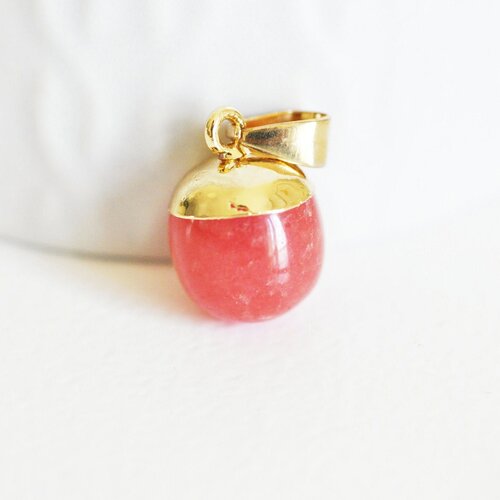 Pendentif goutte jade rouge doré, fournitures créatives, pendentif pierre,jade naturel, jade rouge teinté,17-19mm, l'unité,g3344