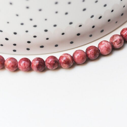 Perle turquoise africaine teintée rose, fournitures, perle turquoise, turquoise naturelle, perle pierre, 6mm, le fil de 60 perles g4704