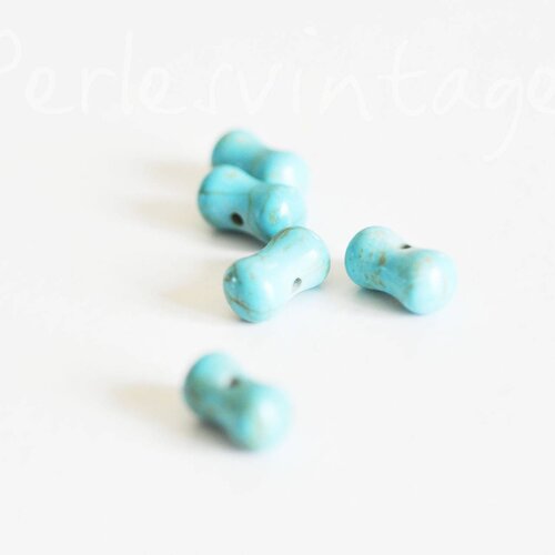 Perle osselet howlite turquoise,howlite naturelle, perle turquoise, perle pierre, création bijoux, 12mm, lot de 5,g2357