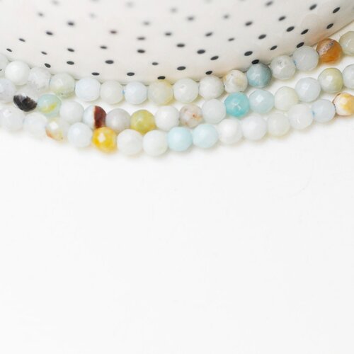 Perle ronde amazonite naturelle facettes, perles amazonite, fabrication bijoux pierre naturelle,fil de 39 cm,4mm g4713